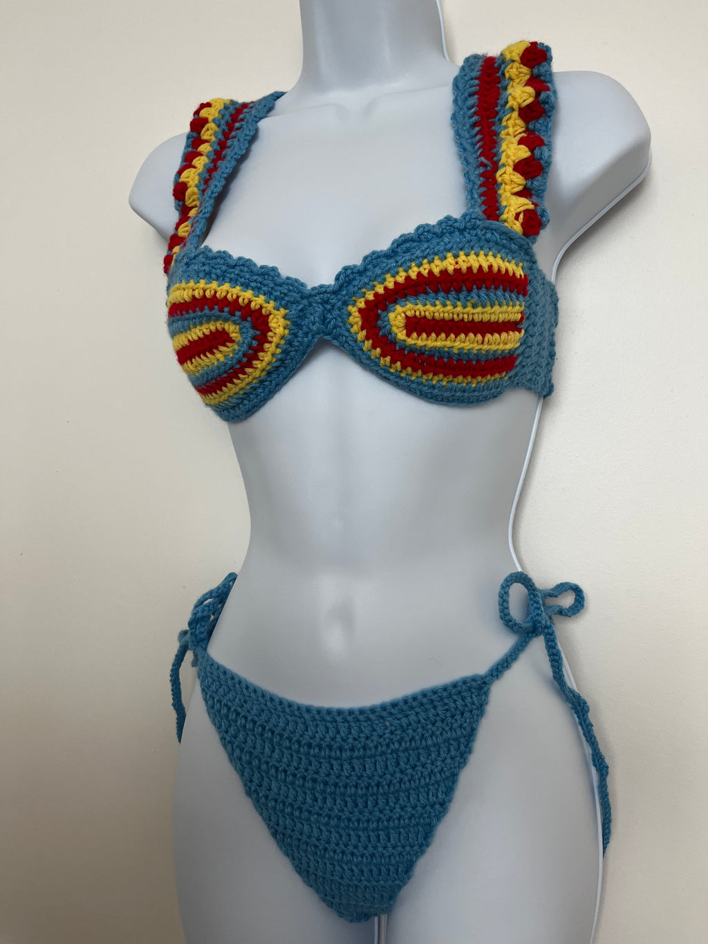 🌈 Retro Bold Crochet Swimsuit Set – Custom Colors Available