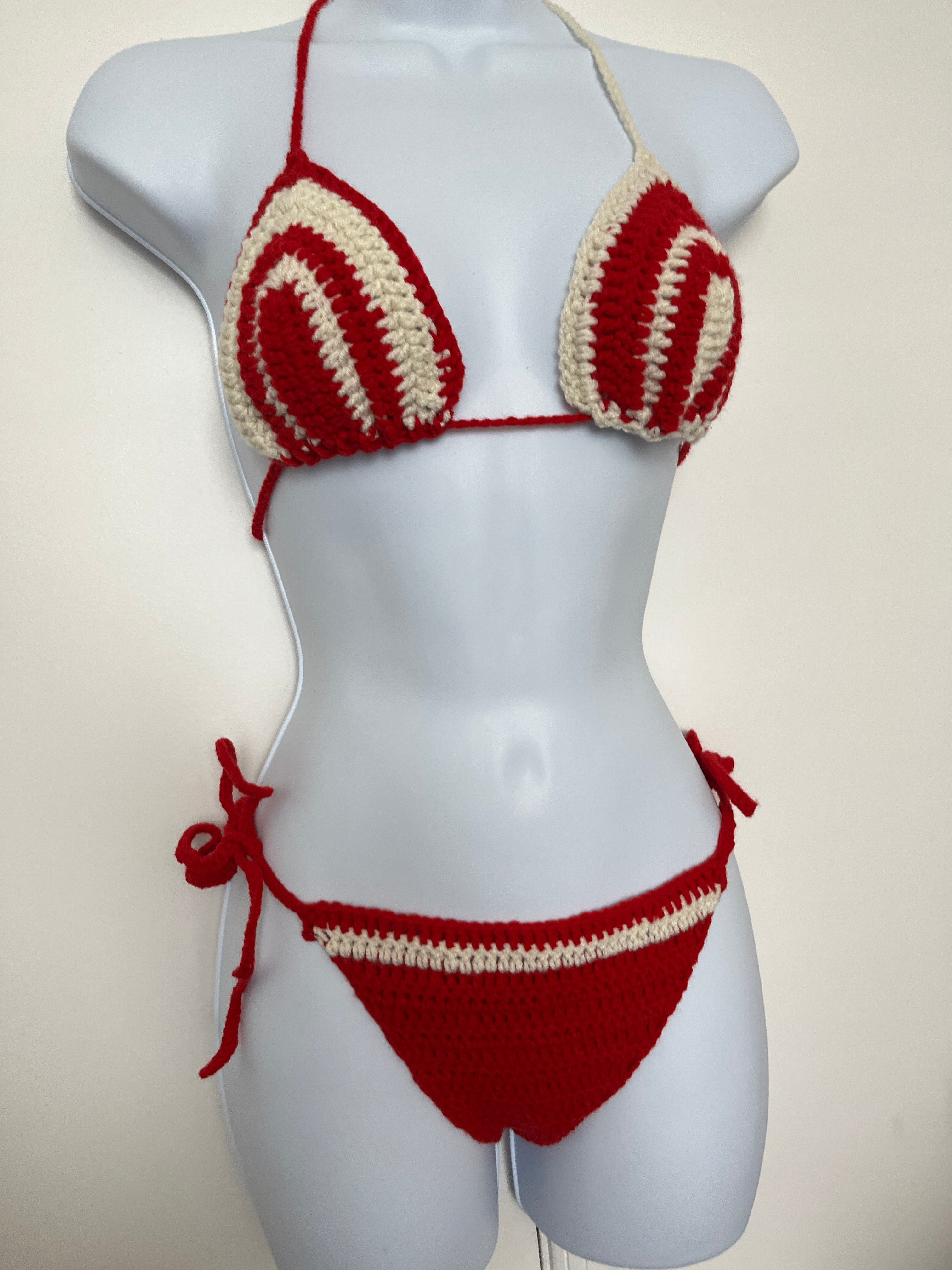 ❤️ Candy Stripe Crochet Bikini Set