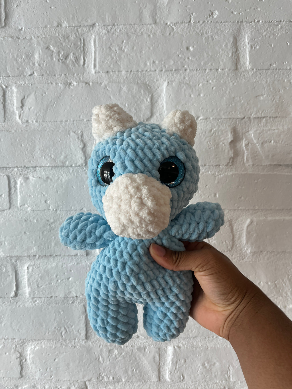 Hand-Crocheted Light Blue Dragon Plushie