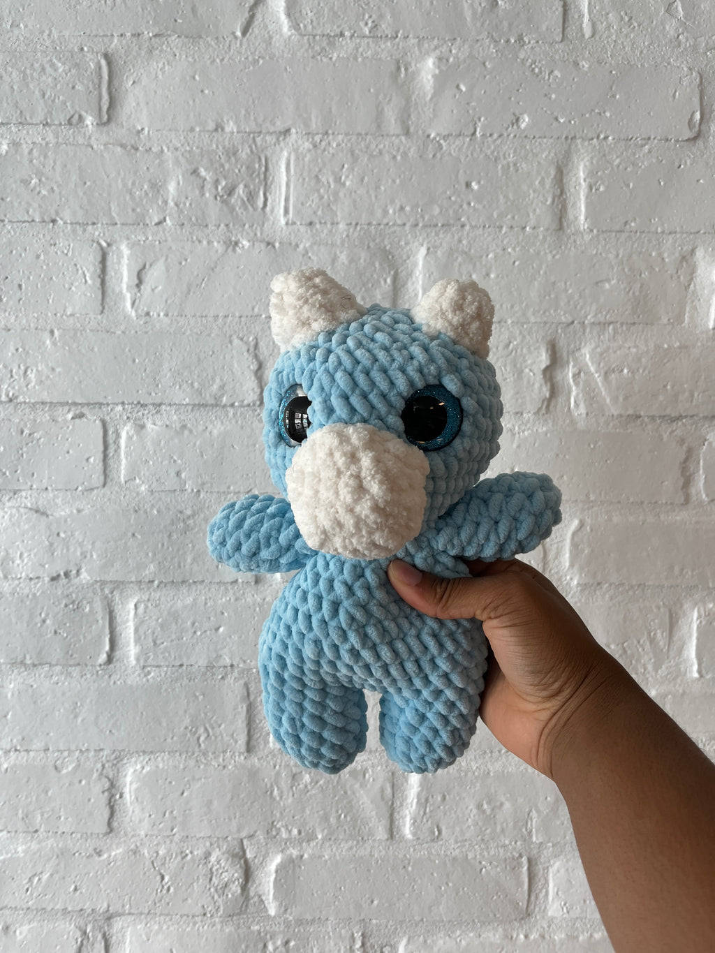 Hand-Crocheted Light Blue Dragon Plushie